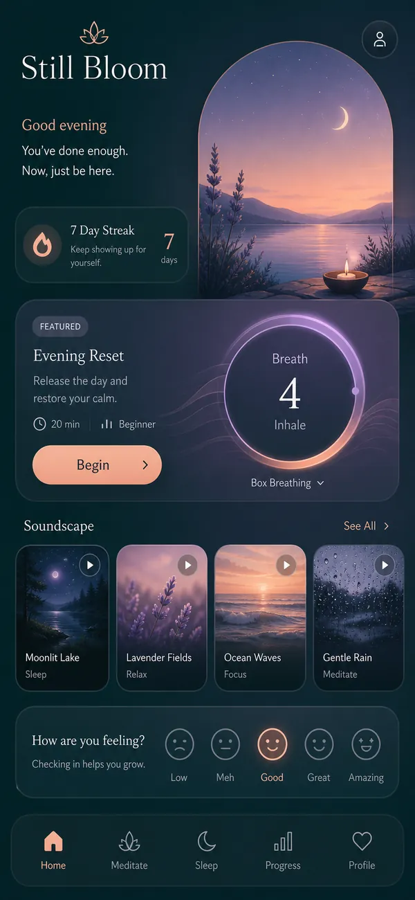 Meditation app — screenshot