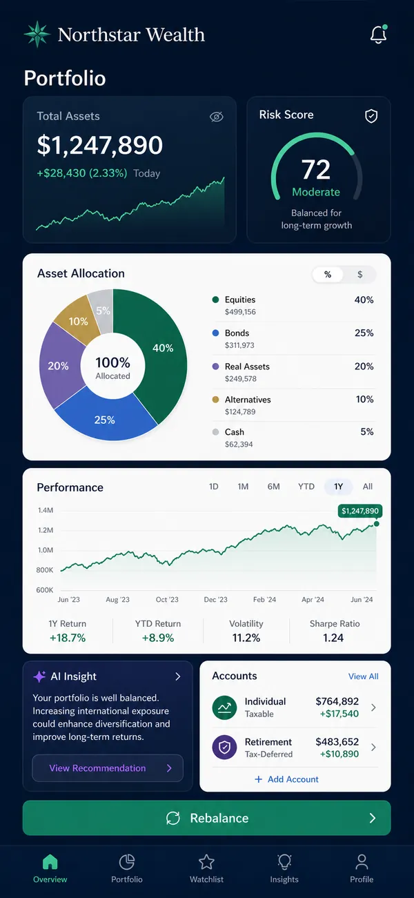 Investment management app — screenshot