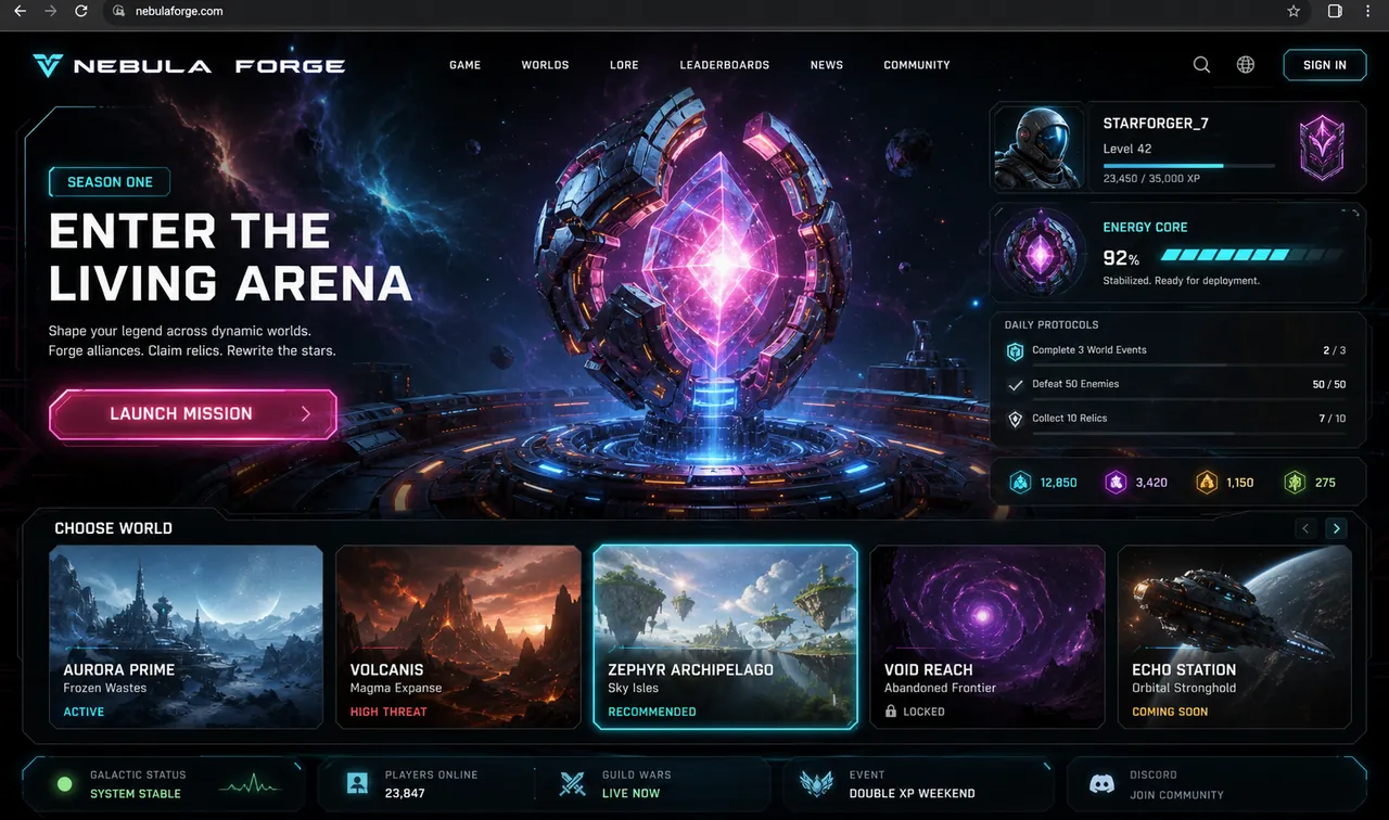 Nebula Forge — 3D game web experience