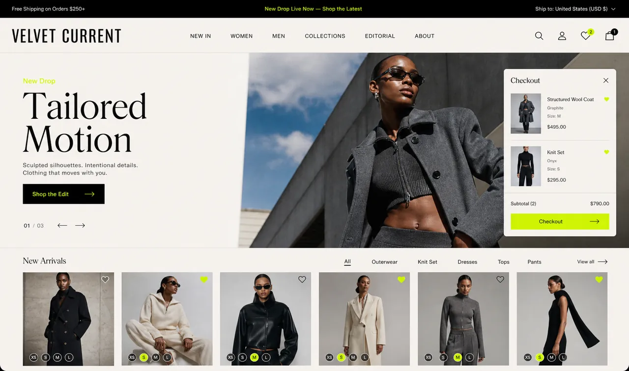 Fashion e-commerce website — screenshot